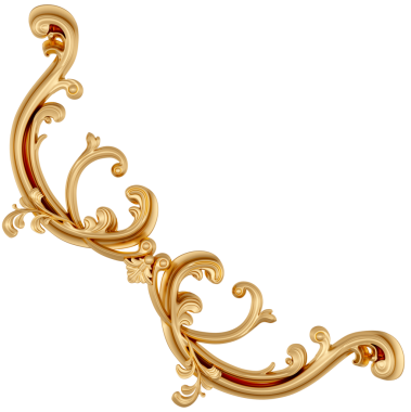 Şeffaf arkaplanda altın süsleme, kesme, 3B canlandırma