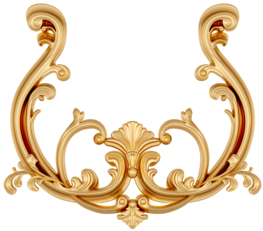 Şeffaf arkaplanda altın süsleme, kesme, 3B canlandırma