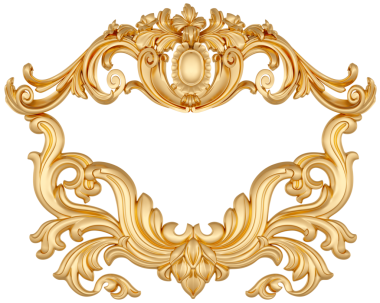 Şeffaf arkaplanda altın süsleme, kesme, 3B canlandırma