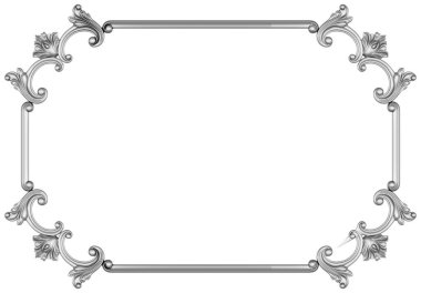 Beyaz arkaplanda gümüş çerçeve, 3D görüntüleme