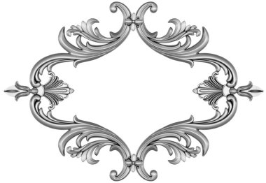 Beyaz arkaplanda gümüş çerçeve, 3D görüntüleme