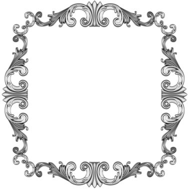 Beyaz arkaplanda gümüş çerçeve, 3D görüntüleme