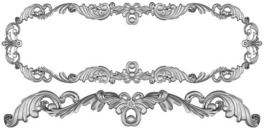 Beyaz arkaplanda gümüş çerçeve, 3D görüntüleme