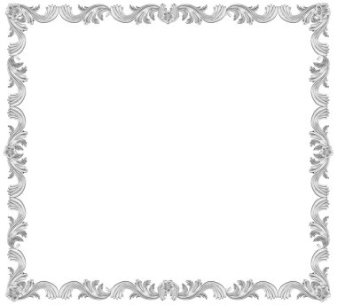 Beyaz arkaplanda gümüş çerçeve, 3D görüntüleme