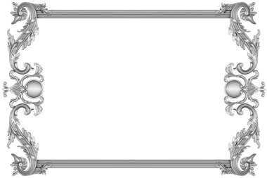 Beyaz arkaplanda gümüş çerçeve, 3D görüntüleme