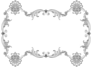 Beyaz arkaplanda gümüş çerçeve, 3D görüntüleme