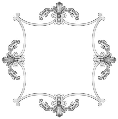 Beyaz arkaplanda gümüş çerçeve, 3D görüntüleme