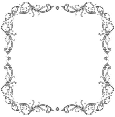 Beyaz arkaplanda gümüş çerçeve, 3D görüntüleme