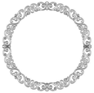 Beyaz arkaplanda gümüş çerçeve, 3D görüntüleme