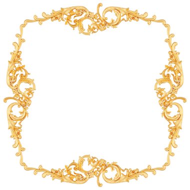 Beyaz arkaplanda altın süsleme, kesme, 3B canlandırma