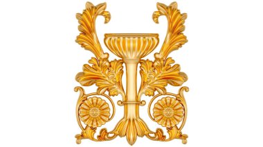 Beyaz arkaplanda altın süsleme, 3B canlandırma