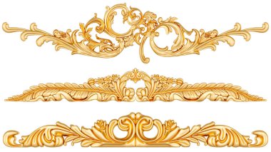 Beyaz arkaplanda altın süsleme, 3B canlandırma