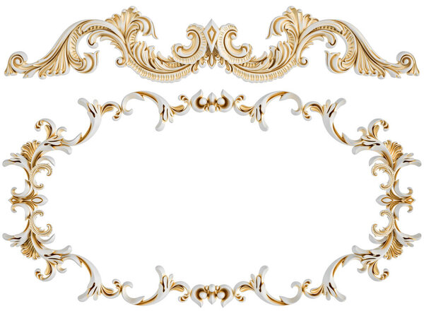 Белый орнамент, золотой налет, белая спинка, изоляция