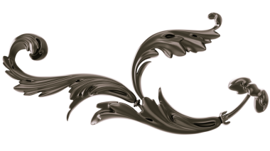 Şeffaf arkaplanda siyah süs, kesme, 3B görüntüleme