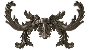 Şeffaf arkaplanda siyah süs, kesme, 3B görüntüleme