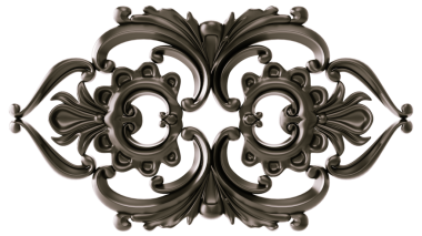 Şeffaf arkaplanda siyah süs, kesme, 3B görüntüleme