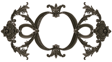 Şeffaf arkaplanda siyah süs, kesme, 3B görüntüleme