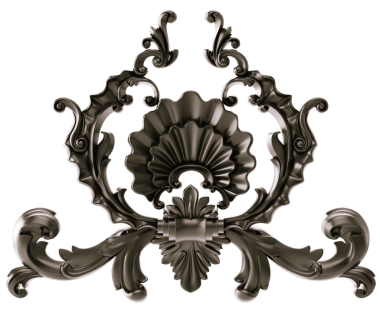 Şeffaf arkaplanda siyah süs, kesme, 3B görüntüleme