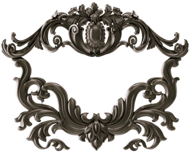 Şeffaf arkaplanda siyah süs, kesme, 3B görüntüleme