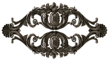 Şeffaf arkaplanda siyah süs, kesme, 3B görüntüleme