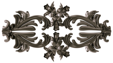 Şeffaf arkaplanda siyah süs, kesme, 3B görüntüleme