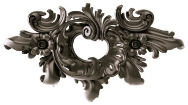 Şeffaf arkaplanda siyah süs, kesme, 3B görüntüleme