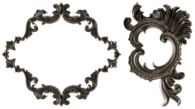 Şeffaf arkaplanda siyah süsleme çerçevesi, kesme, 3B görüntüleme