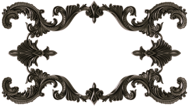 Şeffaf arkaplanda siyah süsleme çerçevesi, kesme, 3B görüntüleme