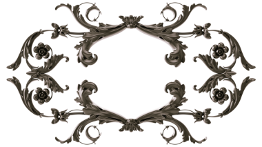 Şeffaf arkaplanda siyah süsleme çerçevesi, kesme, 3B görüntüleme