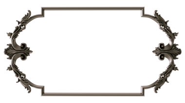 Şeffaf arkaplanda siyah süsleme çerçevesi, kesme, 3B görüntüleme