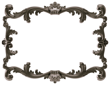 Şeffaf arkaplanda siyah süsleme çerçevesi, kesme, 3B görüntüleme