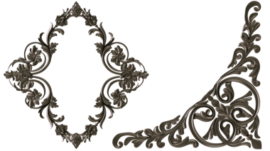 Şeffaf arkaplanda siyah süsleme çerçevesi, kesme, 3B görüntüleme