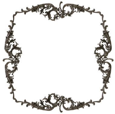 Şeffaf arkaplanda siyah süsleme çerçevesi, kesme, 3B görüntüleme