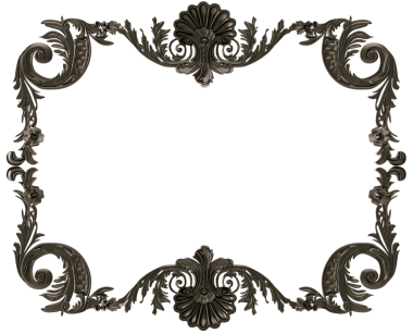 Şeffaf arkaplanda siyah süsleme çerçevesi, kesme, 3B görüntüleme