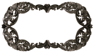 Şeffaf arkaplanda siyah süsleme çerçevesi, kesme, 3B görüntüleme