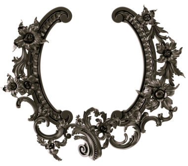 Şeffaf arkaplanda siyah süsleme çerçevesi, kesme, 3B görüntüleme