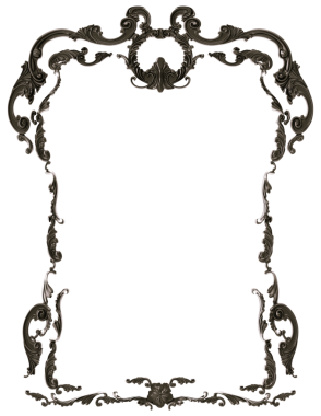 Şeffaf arkaplanda siyah süsleme çerçevesi, kesme, 3B görüntüleme