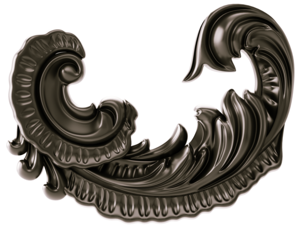 Şeffaf arkaplanda siyah süs, kesme, 3B görüntüleme