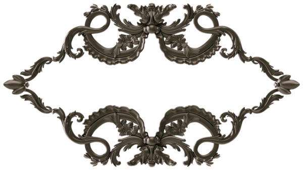 Şeffaf arkaplanda siyah süs, kesme, 3B görüntüleme