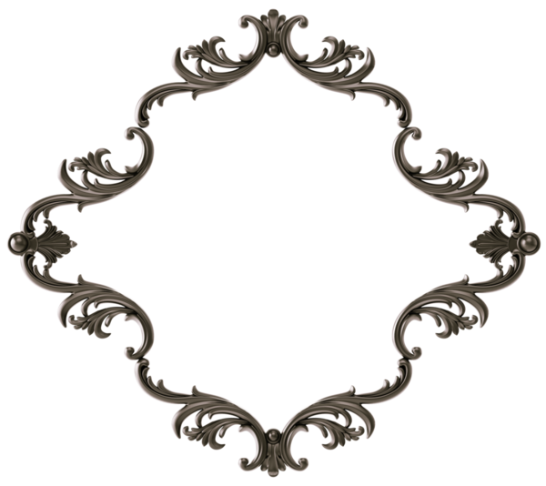 Şeffaf arkaplanda siyah süsleme çerçevesi, kesme, 3B görüntüleme