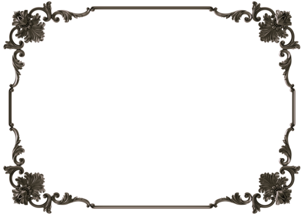 Şeffaf arkaplanda siyah süsleme çerçevesi, kesme, 3B görüntüleme