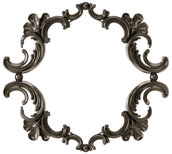 Şeffaf arkaplanda siyah süsleme çerçevesi, kesme, 3B görüntüleme