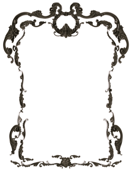 Şeffaf arkaplanda siyah süsleme çerçevesi, kesme, 3B görüntüleme