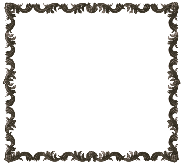 Şeffaf arkaplanda siyah süsleme çerçevesi, kesme, 3B görüntüleme