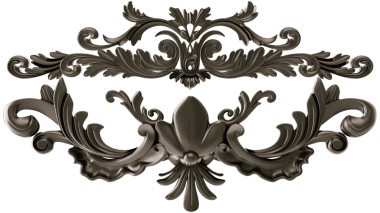 Şeffaf arkaplanda siyah süs, kesme, 3B görüntüleme