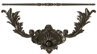 Şeffaf arkaplanda siyah süs, kesme, 3B görüntüleme