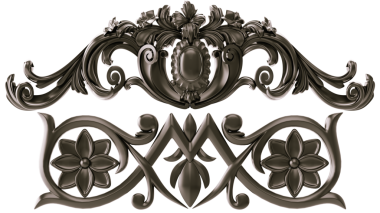 Şeffaf arkaplanda siyah süs, kesme, 3B görüntüleme