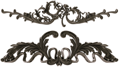 Şeffaf arkaplanda siyah süs, kesme, 3B görüntüleme