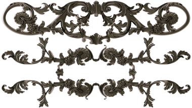 Şeffaf arkaplanda siyah süs, kesme, 3B görüntüleme