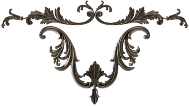 Şeffaf arkaplanda siyah süs, kesme, 3B görüntüleme